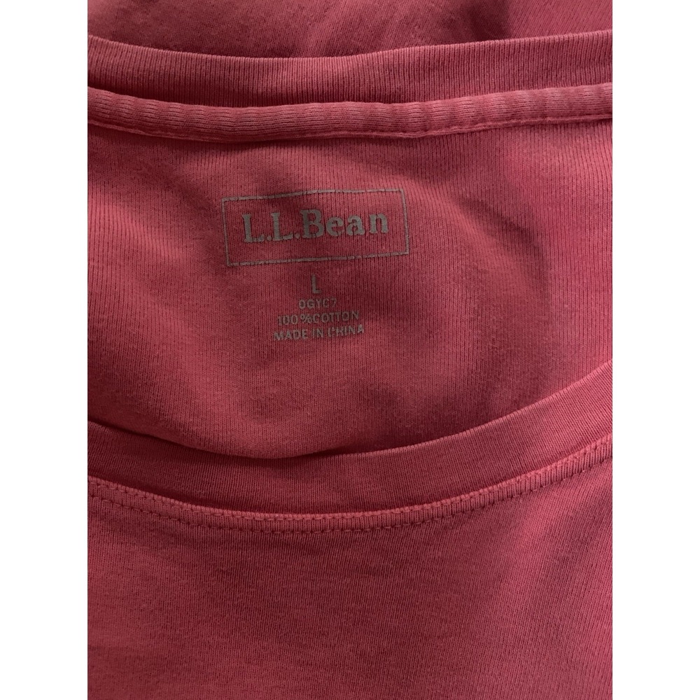 L.L. Bean Women's Top Shirt blue and pinkcoral. Crew Neck 3/4 Sleeve, 100%Cotton - Picture 13 of 16